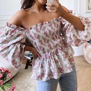 NWT Lorna Luxe Rosa puff sleeve milk maid top